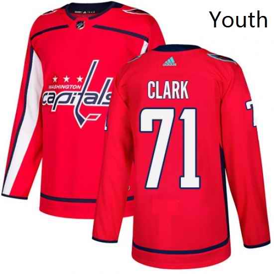 Youth Adidas Washington Capitals 71 Kody Clark Authentic Red Home NHL Jersey